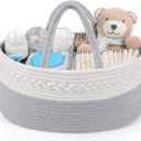 Maliton Diaper Caddy Organizer for Baby Boy- Cotton Rope for Changing Table, Nursery Storage, Newborn Baby Must Have Items (Large)