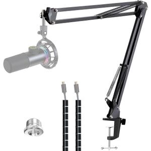 Microphone Boom Arm with Cable Management  Adjustable Scissor Mic Stand Compatible with Fifine K669B/K670/K683A/K658/K688, AmpliGame A6V/A8, AM8 & Other USB/XLR Microphones by YOUSHARES