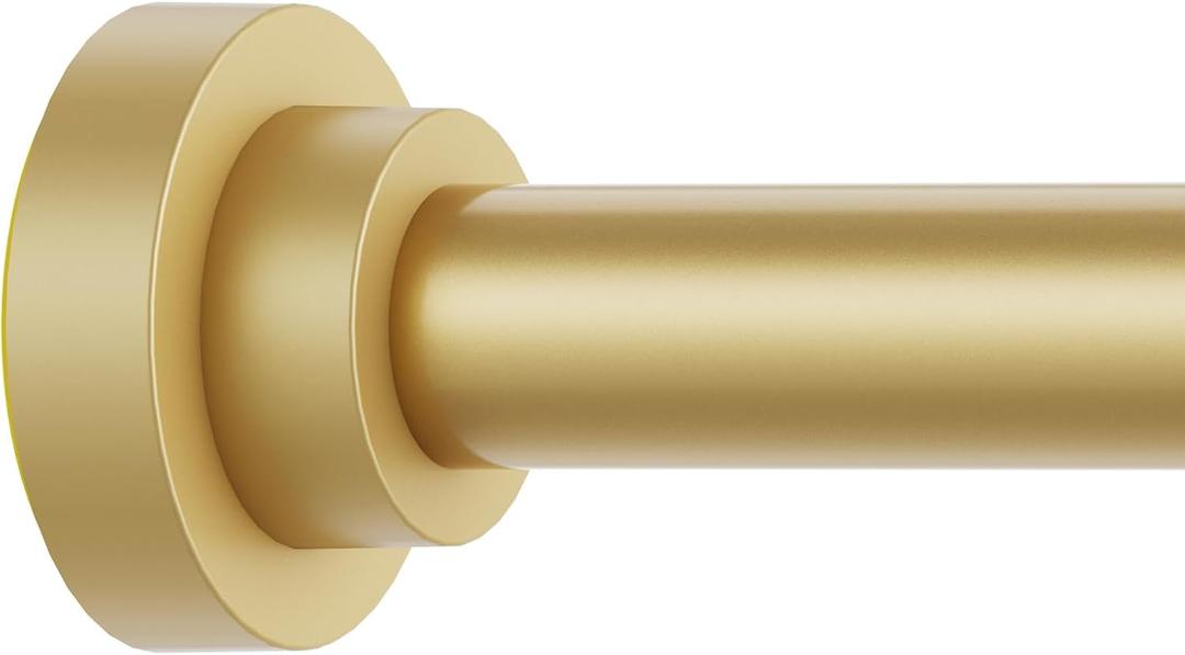 Thestoa Gold Shower Curtain Rod Adjustable 43-78 inch, 1"Diameter Spring Tension Curtain Rod No Drill, Anti-Rust Non-Slip Shower Rod for Bathroom