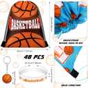 Talltalk 48 Pcs Basketball Party Favors Gifts Sets Kids Basketball Team Gifts 16 Sets Goodie Bags Stuffers Drawstring Candy Snack Bag Motivational Wristband Sport Keychains for Birthday Party Supplies