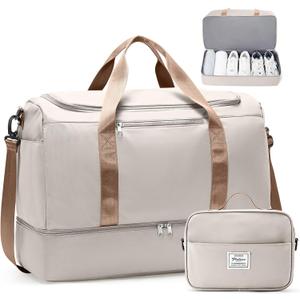 Extra Large Travel Duffle Bag with Shoe Compartment & Toiletry Bag, XL Weekender Bags for Women, Carry On Overnight Bags for Gym Sports, Water-Resistant Hospital Bag for Labor and Delivery