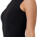 3 x YUNOGA Workout Tank Tops for Women Athletic Sleeveless Ribbed Crop Tops Essentials High Neck Crew Neck Yoga Tanks Shirts (Black, XL)