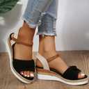 Orthopedic Wedge Sandals for Women 2026 Summer Dressy Trendy Platform Casual Walking Arch Support Espadrilles Wedges (Black, S)