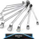 DURATECH Offset Box Wrench Set, Metric, 9-Piece, 6-23mm, 75-Degree, CR-V Steel, Organized in Rolling Pouch (Chrome-plated)