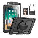 SEYMAC Case for iPad 6th/5th Generation 9.7 Inch, Full-Body Shockproof Heavy Duty Protective Case with Screen Protector, Rotating Stand/Hand/Shoulder Strap for iPad Air 2/ Pro 9.7, Black
