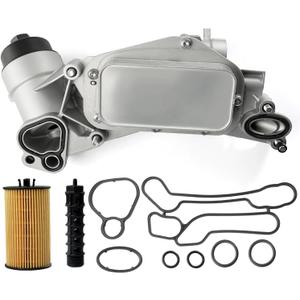 Engine Oil Cooler Filter Housing Assembly Adapter with Gaskets Compatible with 2008-2019 Chevy Cruze Sonic Aveo Malibu, Buick Cascada, Pontiac G3, Saturn Astra 1.6L 1.8L Replaces 918-432 25199751