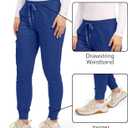 Med Couture Scrub Pants For Women Cargo Jogger Bottoms with 5 Pockets, Lightweight, Ultra Soft, 2-Way Stretch Fabric (Blue, S)