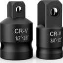 2PCS Impact Socket Adapter and Reducer Set,1/2"to 3/8" & 3/8"to 1/2" Impact Adapter Set Breaker Bar Wrench Conversion Kit Mechanic tools