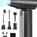 Compressed Air Duster-180000RPM Electric Air Duster Rechargeable Brushless Motor, Stepless Speed/3-Gear Adjustable Mini Blower Cordless with LED Light, Dust Blower for Computer, House, Outdoor, Car