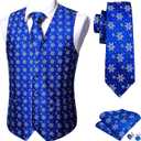 Barry.Wang Mens Red/Green Christmas Suit Vest Holiday Xmas Waistcoat Tie Set Party Tuxedo (Blue, S)