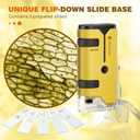 100x-250x Pocket Microscope for Kids Adults, Protable Handheld Miniscope, Mini Microscope Kit for Kids Adults Home School Lab Biology Science Education, Yellow
