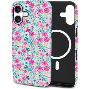 TPU Phone Case for iPhone17, MagSafe Wireless Charging Compatible, Shockproof Slim Fit Protective Cover with Anti-Yellowing & Raised Camera Protection (Flower, iPhone 17(6.3"))