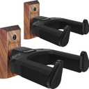 Guitar Wall Mount 2 Pack, Auto Lock Black Walnut Wood Guitar Hanger, Guitar Wall Hangers, Guitar Holder Hook Wall Stand for Classical, Acoustic, Electric Guitar, Banjo, Bass, Gift for Guitar Player