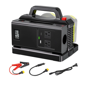 500W Pure Sine Wave Power Inverter for Ryobi 18V Battery, 18V DC to 120V AC Converter with USBC/USBA Charger, Inverter for Vehicles, Car Plug Adapter Outlet for Laptop