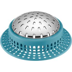 Drain Hair Catcher, Upgraded Drain Catcher with Silicone Designed for Regular Drains, Catch Hair Easily Without Slowing Drainage, Prevent Clogging Plug Hole Hair Catcher (Light Blue)