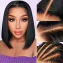 Bob Wig Human Hair 13x4 Hd Lace Front Bob Wigs For Black Women Human Hair Glueless Bob Wigs Pre Plucked Pre Cut With Baby Hair 180% Density 10 Inch (NC, 10inch)