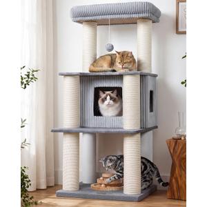 Purrlato Maine Coon Cat Tree for Large Indoor Cats, Cat Tower, Stable Base