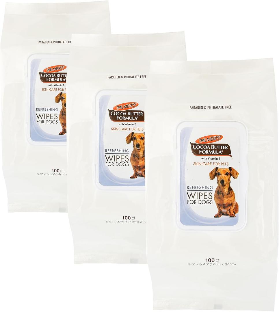 Palmer's for Pets Gentle Refreshing Wipes for Puppies - Coconut Oil Puppy Wipe - Pet Grooming Towelettes for Dogs, 100 Count - 3 Pack