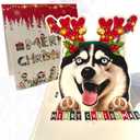 Husky Christmas Pop Up Card  3D Holiday Greeting Card Featuring Adorable Husky Dog with Festive Reindeer Antlers, Perfect for Dog Lovers, Unique Christmas Gift Card for Friends and Family