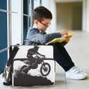 Motocross Rider Zipper Binder for School with Shoulder Strap & Extra Pockets - 1.5 Inch 3-Ring Binder Holds 500+ Sheets, Textbooks, Laptop, 13.6x3.5x12.4in
