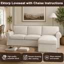 Replacement Sofa Cover Fit for IKEA Ektorp 4-Seat Corner and Loveseat Chaise Sectional, Couch Slipcover Furniture Protector, Cool White (Cover Only, Sofa Not Included)