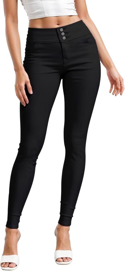 Hybrid & Company Women's Butt Lift Skinny High Waisted V3 Super Comfy Stretch Denim Pants (Black, 3 Short)