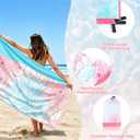 CRASHOT Beach Mat, Blanket Waterproof Sandproof, 79''x83'' Floral Extra Large Outdoor Portable Lightweight Picnic Blanket with 4 Stakes and Carabiner for Picnic Camping Hiking