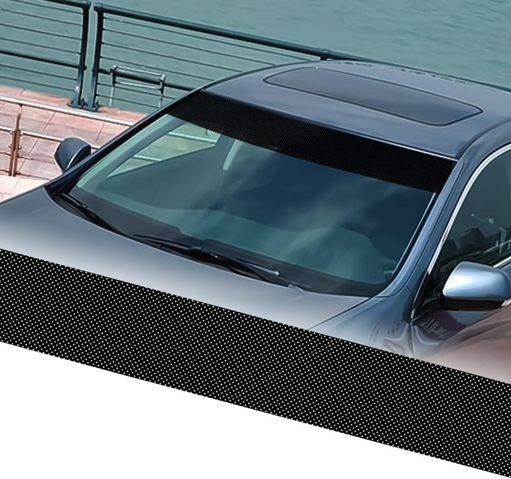 Universal Front Rear Windshield Window Banner Vinyl Decal Transparent Window Sticker Car Window Body Trunk Headlight Decoration Sticker Black