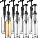 Baderke 8 Pack Glass Coffee Syrup Dispenser Bottles for Bar, 375ml Coffee Pump Dispenser, Glass Syrup Bottle with Pumps, Bar Accessories Clear Bottles(Black)