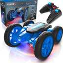 Force1 Tornado Blue LED Remote Control Car for Kids- Double Sided Driving Fast RC Cars 360 Flips, Outdoor 4WD Off Road Stunt RC Car, All Terrain Tires, RC Crawler Rechargeable Battery, 2.4GHz Remote