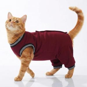 T'CHAQUE Cat Clothes Surgery Recovery Suit for Female Male, Cat Onesie Pet Surgical Pajamas Long Sleeve, Abdominal Wound Healing, E-Collar Alternative, Spay/Neuter Recovery Garment-Burgundy-XL