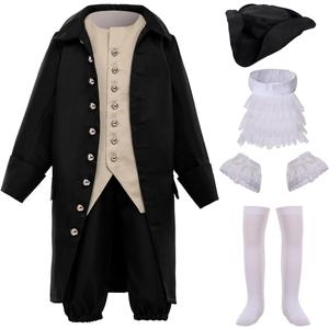 BPURB Colonial Costume Boys 18th Century American Costume (7, Black)