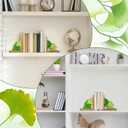 Maitys Ginkgo Leaf Bookends with Oak Wood Base Stained Glass Novelty Bookends Organizer Cute Book Ends for Shelves Desks Libraries Book Lover Gift (Green)