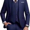 Men's 3 Piece Slim Fit Suit Set, Two Button Blazer Solid Jacket Vest Pants Wedding Business Suit (Blue, 5XL)