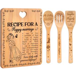 Bridal Shower Bachelorette Gifts for Bride Groom, Wedding Gifts for Couples 2026 - Happy Marriage Cutting Board Set for Newlyeds Newly Engaged Couples Bride to Be Wedding Shower