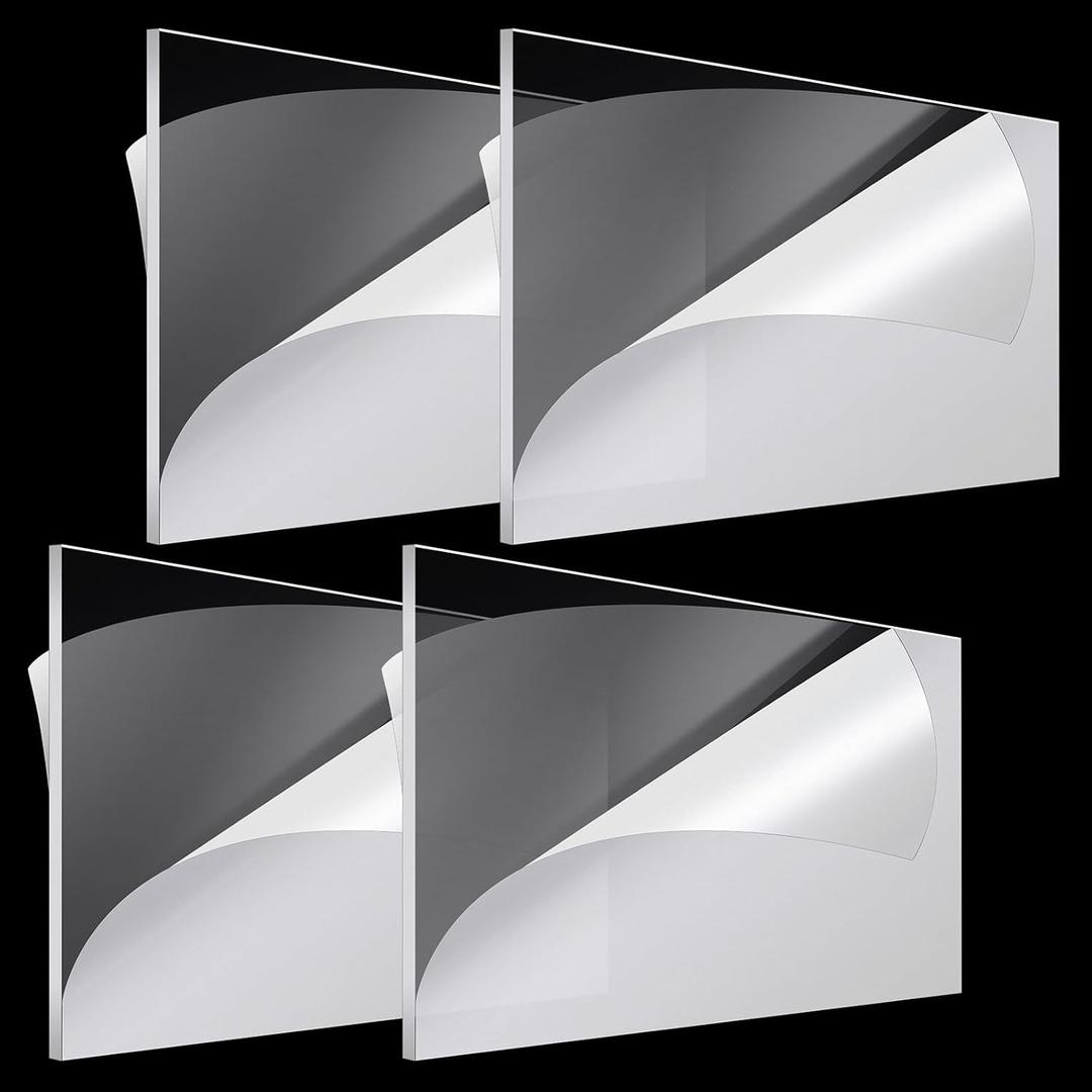 Roowest 4 Pcs 24 x 48 Inch, 1/4 Inch Thick Clear Acrylic Sheets Plastic Transparent Panels Sheets Cut to Size Cast Acrylic Board Panel with Protective Film for Craft DIY Project Sign Frame