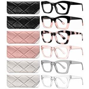 CCVOO 1.5 Style Reading Glasses for Women, Stylish Eyeglasses, Blue Light Readers, Cheaters, (A1 Mix)