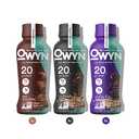 OWYN Protein Shake Variety Pack, Dark Chocolate, Cold Brew Coffee, Cookies and Creamless Flavored Protein Shakes, 20g Protein, 4g Sugar, 3g Fiber, Dairy Free, Plant Based Protein Drink, 12 Count, BB 12/30/2025