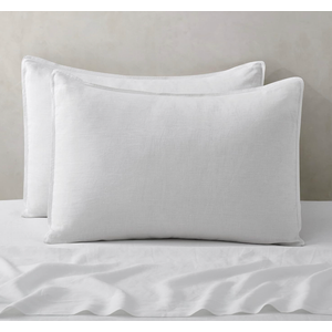 ATLINIA Linen Pillow Cases Standard Sham - 20 x 26 Inch Bed Pillow Protector Cover Set of 2 Bedding Cooling Neutral Pillowcase Shams White