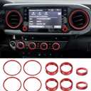Sinvanho Interior Accessories for Toyota Tacoma 2023 2022 2021 2020 with 8" or 7" Touchscreens, Decorated A/ C Vent Trim Rings Button Knob Covers for Air Conditioner AC Audio CD Radio Switch, 10 PCS