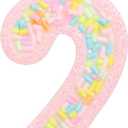 Number 2 Candle with Sprinkles, Pastel Pink Unicorn Rainbow Cake Topper, Two Sweet Birthday Decorations for Girl 2nd Birthday Party Supplies