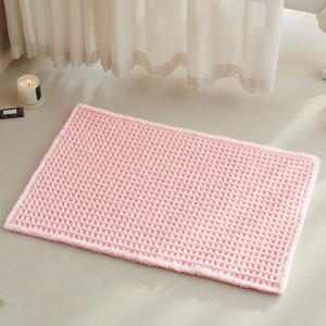 Light Peachy Pink Bathroom Rugs, Waffle Bath Mat Non Slip Washable Quick Dry Cute Bath Mat Boho Farmhouse Bathroom Decor, 30"x20" Light Peachy Pink (1'8" x 2'6" (Rectangular))