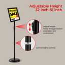 sign holder stand, floor standing sign poster stand for display, heavy duty pedestal signage stand for diplay menu advertising (Black, 8.511)