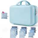 Dansydaisy Adult Game Toy Storage Organizer Case and 9 Pcs Toy Storage Bags, Reusable Organizer Case Lock Box for Women and Men, 3 Sized Bag for Home(Medium,Regular Style,Sky Blue Color)