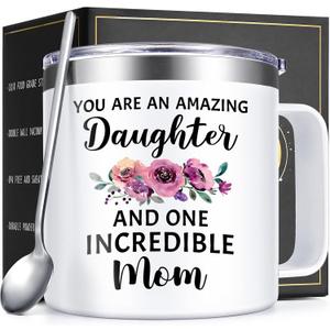 Lifecapido Daughter Gifts from Mom, 14oz Insulated Coffee Mug, Christmas Mothers Day Gifts for Daughter, Cream