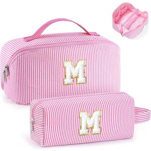YOOLIFE Gifts for Women - Teen Girls Gifts | Initial Travel Makeup Bag | 8 9 10 11 12 13 14 15 16 Year Old Girl Birthday Gift, Mothers Day Gift for Women Mom Sister Daughter Wife Girlfriend Pink M