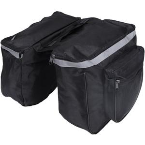 25L Saddle Bags for Bicycle,Bike Rear Carrier Bag With Reflective Trim,Bike Panniers With Adjustable Hooks,Waterproof Mountain Road Bike Rack Rear Seat Tail Carrier Trunk Double Pannier Bag (Black)