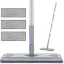 Flat Mop with 3 Pads, Microfiber Mops for Floor Cleaning Adjustable Handle 29-49, Dust Mop for Hardwood Floors, Wet Dry Use on Laminate Wood Tile Vinyl Wall Mopping Bathroom Kitchen Household Supplies
