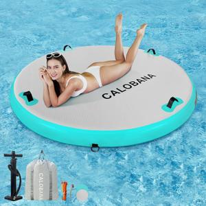 CALOBANA Water Hammock Inflatable Round Floating Ring, Lake Floats Raft Island Inflatable Dock Platform for Adults Pool River Beach Party