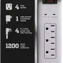 Prime Wire & Cable PB505104 4-Outlet Electronics Surge Protector with 14/3 SJT 4-Feet Cord and USB Charger, White